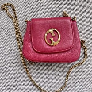 GUCCI PEBBLED CALFSKIN LEATHER ‘1973’ CHAIN SHOULDER/CROSSBODY BAG -
